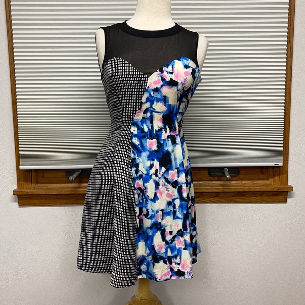 Rachel Rachel Roy Black Twilight Sleeveless Crew-Neck Printed Dress Size 0